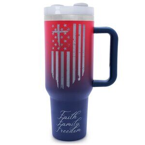 NWB Faith Family Freedom Red/Blue Patriotic Flag 40oz Tumbler